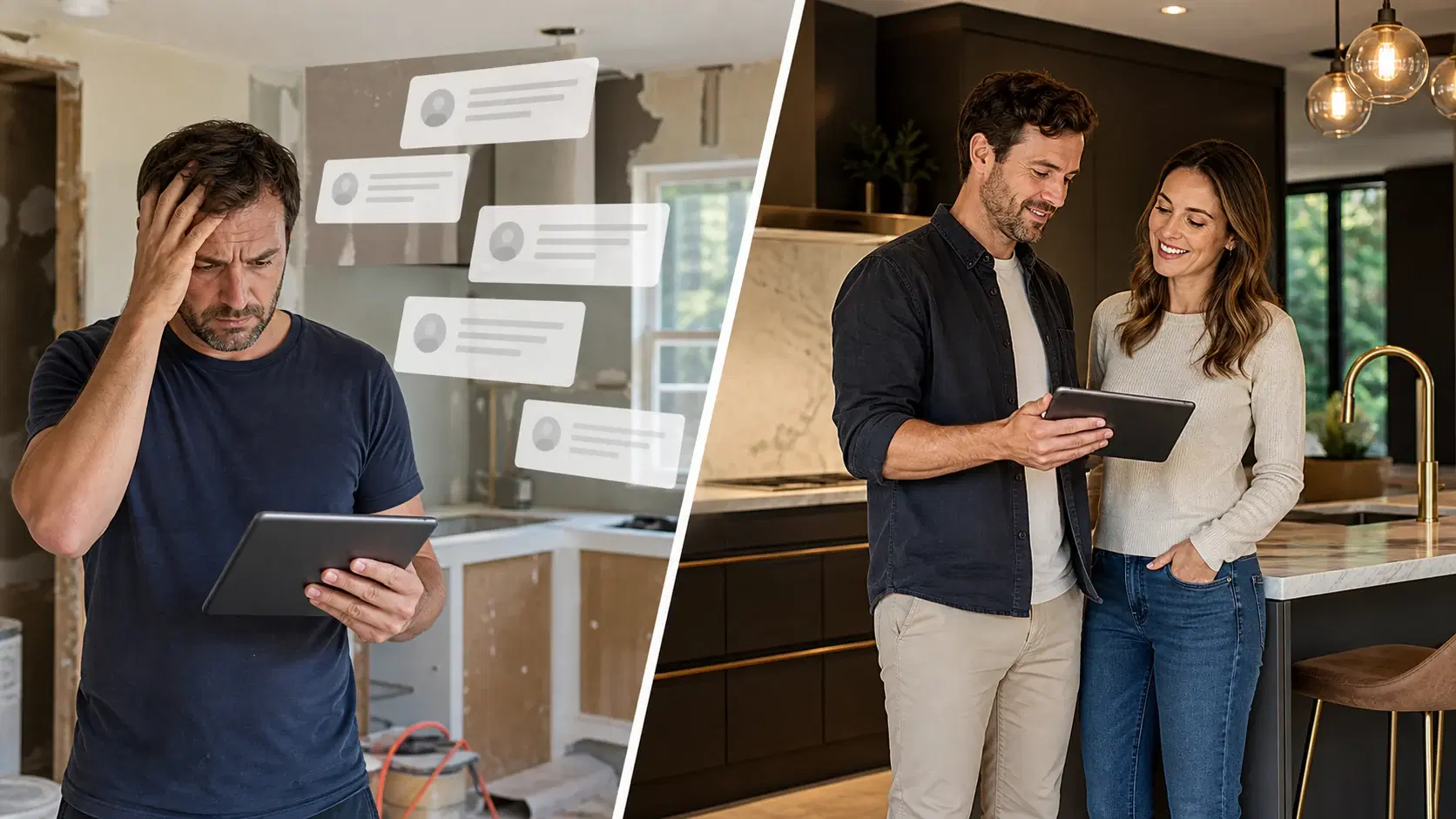 Kitchen renovator comparing shared lead competition with a direct homeowner enquiry