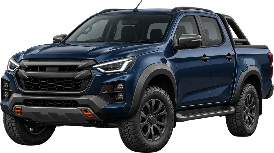 Stylised illustration of a Isuzu D-MAX diesel vehicle