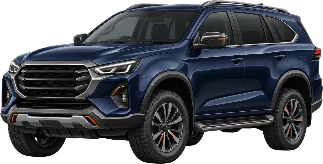 Stylised illustration of a Isuzu MU-X diesel vehicle
