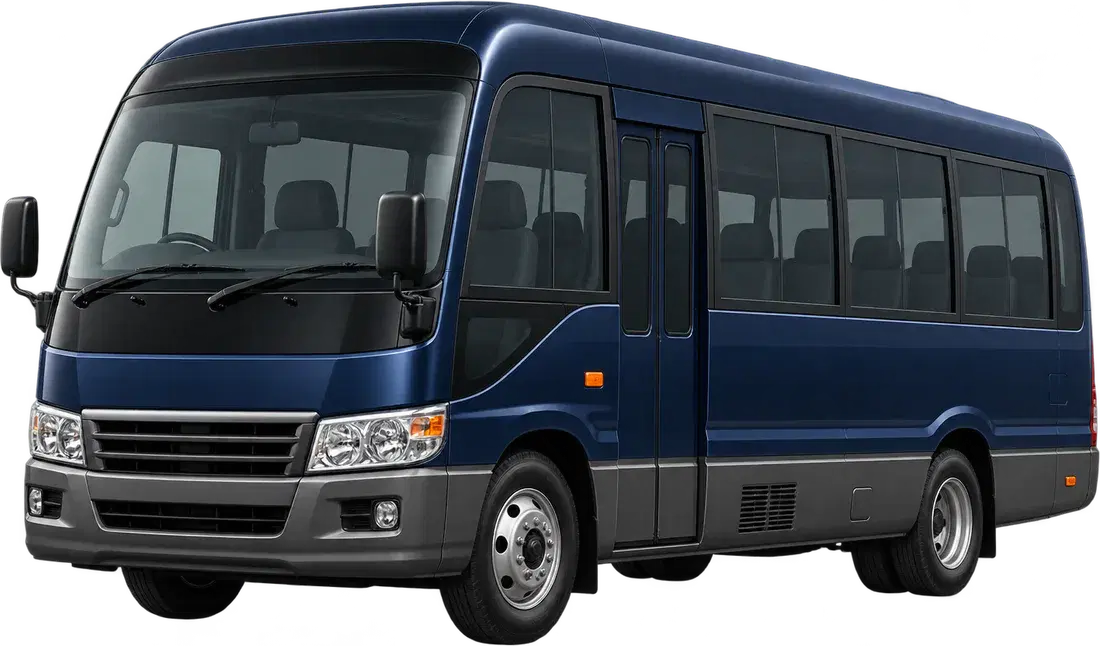 Stylised illustration of a Toyota Coaster diesel vehicle
