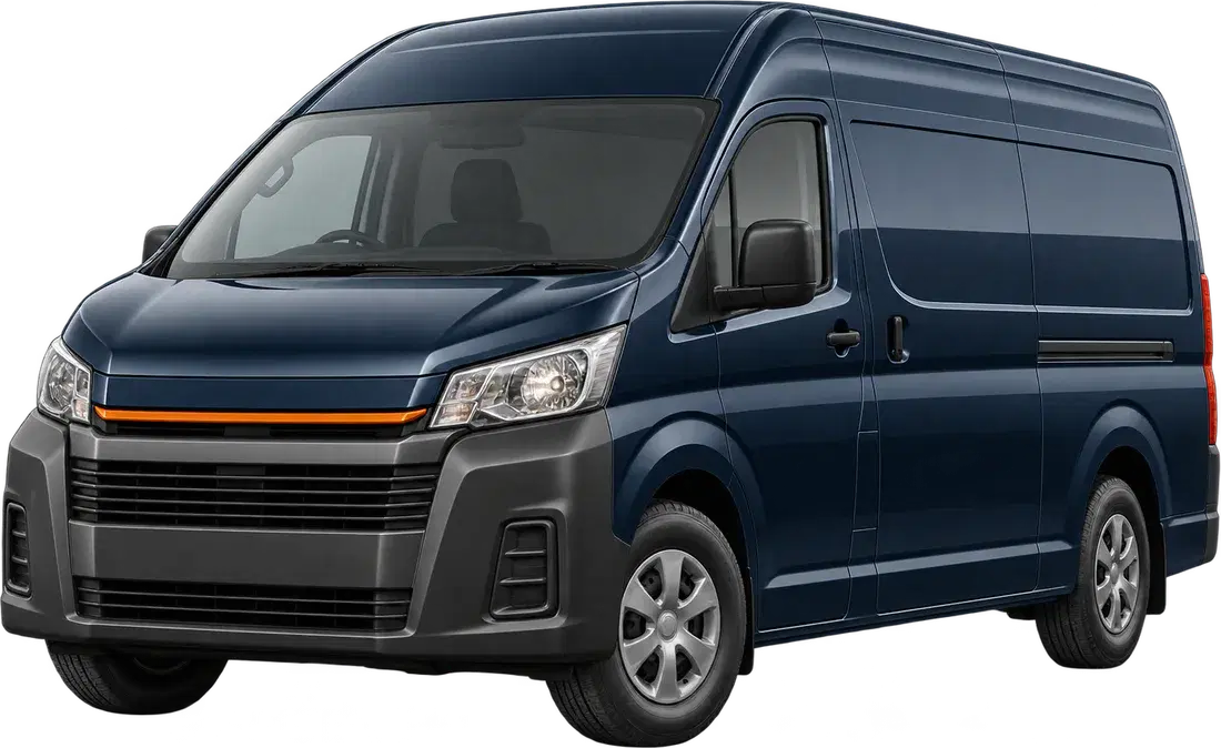 Stylised illustration of a Toyota HiAce diesel vehicle