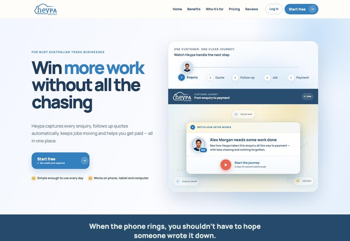 Updated Heypa Online CRM software website