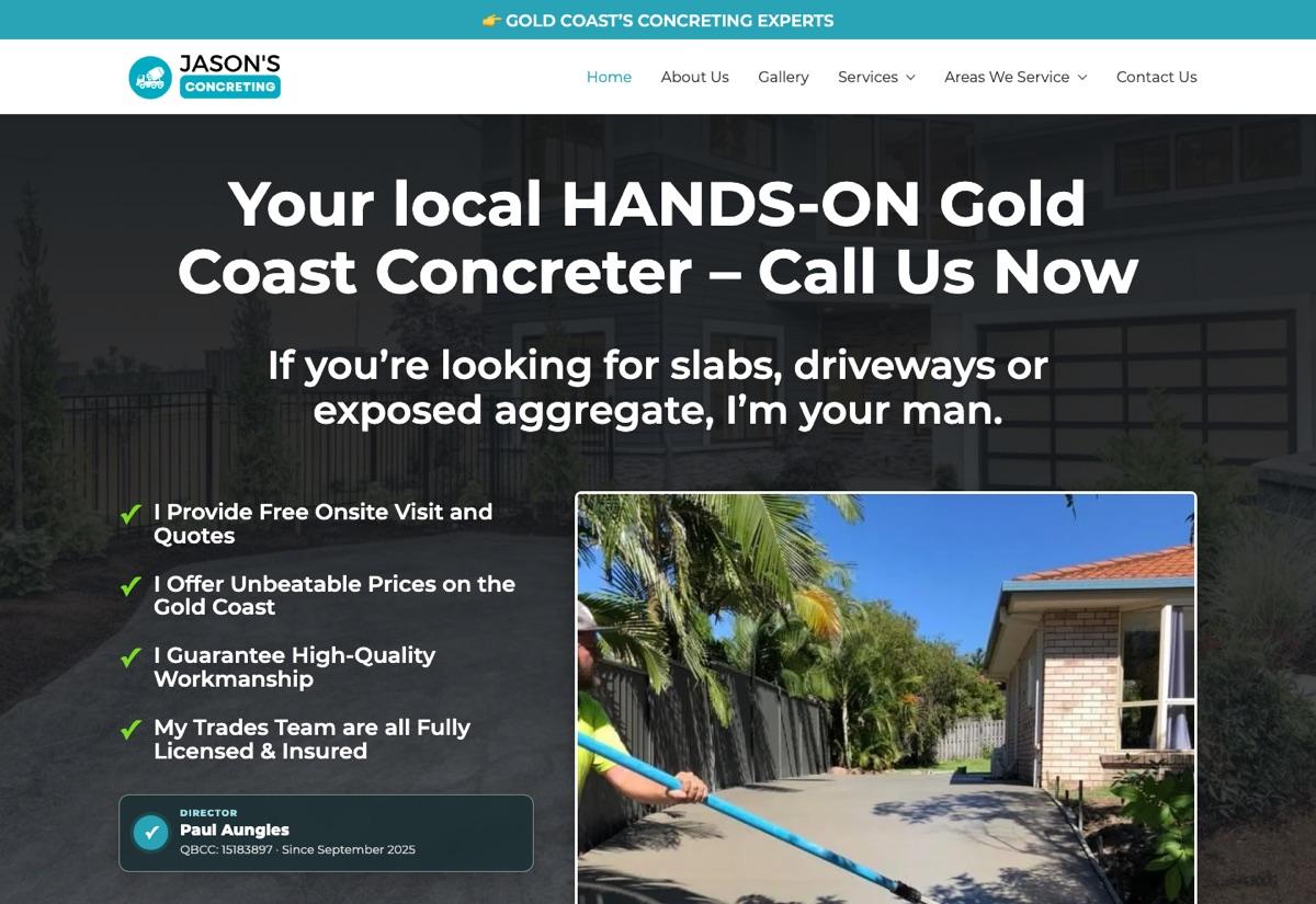 Jason's Concreting Gold Coast website project
