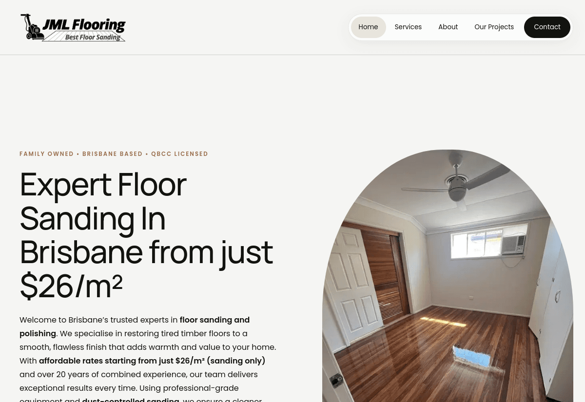 JML Flooring floor sanding and polishing website designed by Online Prospects