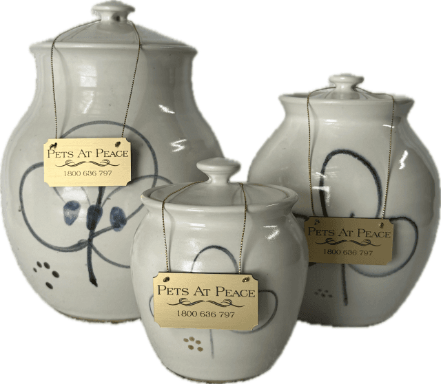 White handcrafted stoneware pet urn